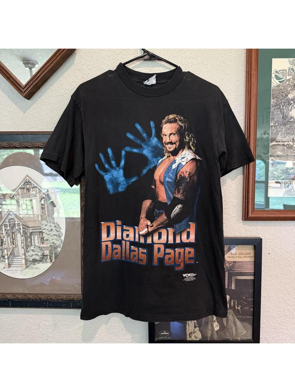 Vintage 90s RARE 1998‎ WCW Diamond Hands Dallas Page Wrestling Shirt Size Medium